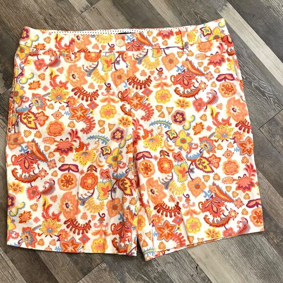 Talbots Pants - Talbots Floral Perfect Shorts Size 16P Stretch‎ Cotton Multicolor Pockets Resort
